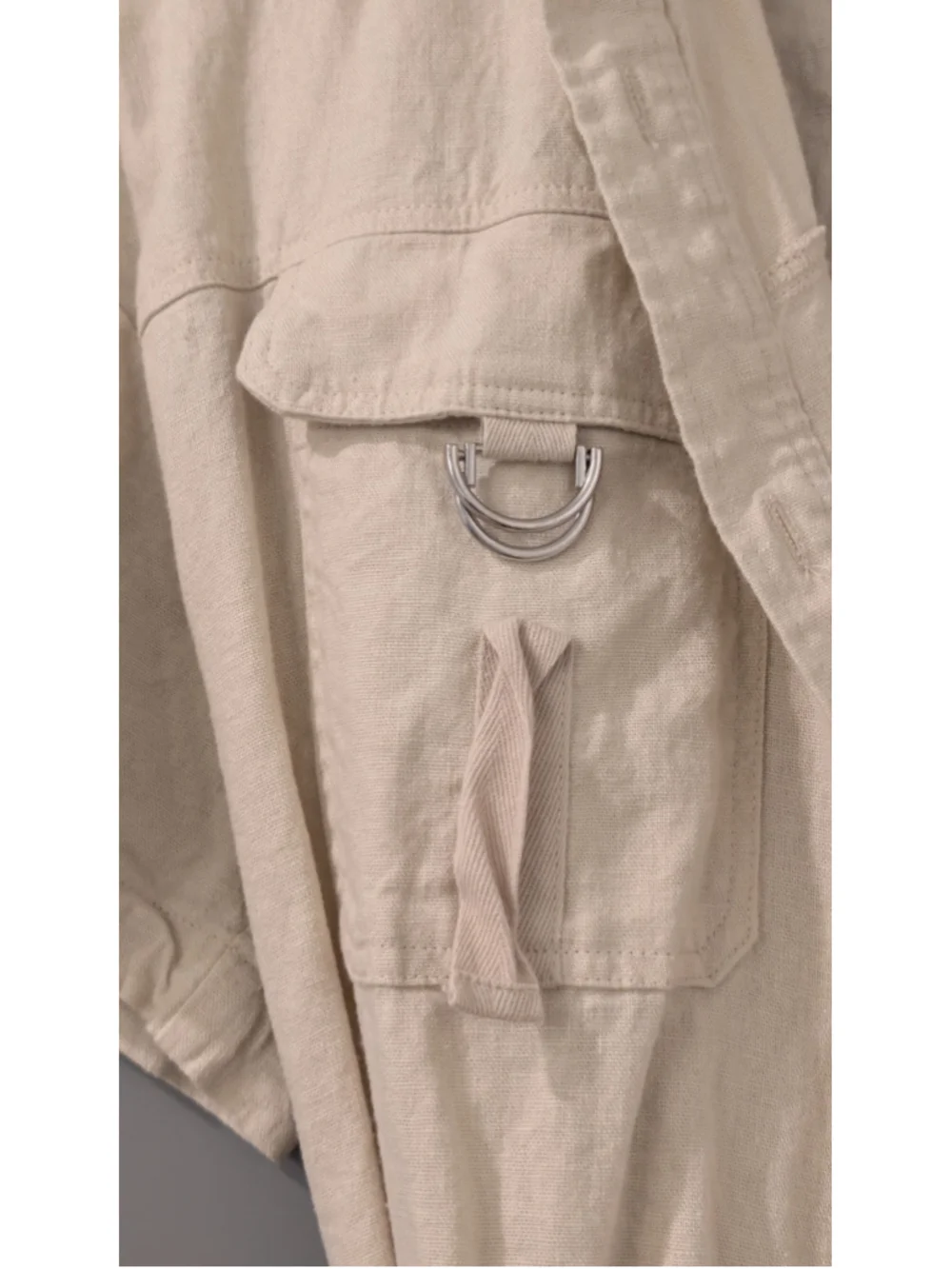 Zara Beige Linen Blend Utility Romper Belted Safari Style Women's Size Small